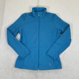 Spyder Jewel Mid Weight Core Sweater Women Large Full Zip Turquoise EUC Charity